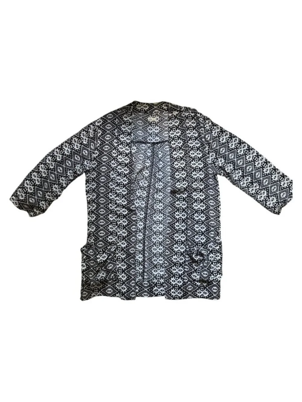 Hollister Redondo Kimono Blazer Sz M Black White Southwestern Print 3/4 Sleeve - Picture 3 of 9